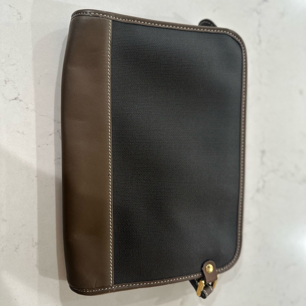 Vintage Dunhill Herringbone Brown and Black Leather Clutch - Picture 3 of 8